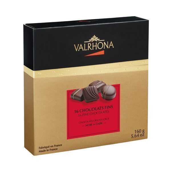 Valrhona Ассорти из 16 шоколадных конфет из горького шоколада Гран Крю, 160 гр