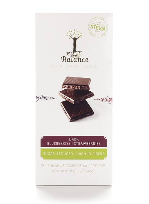 Шоколад горький с черникой и клубникой без сахара Balance 85 гр.
