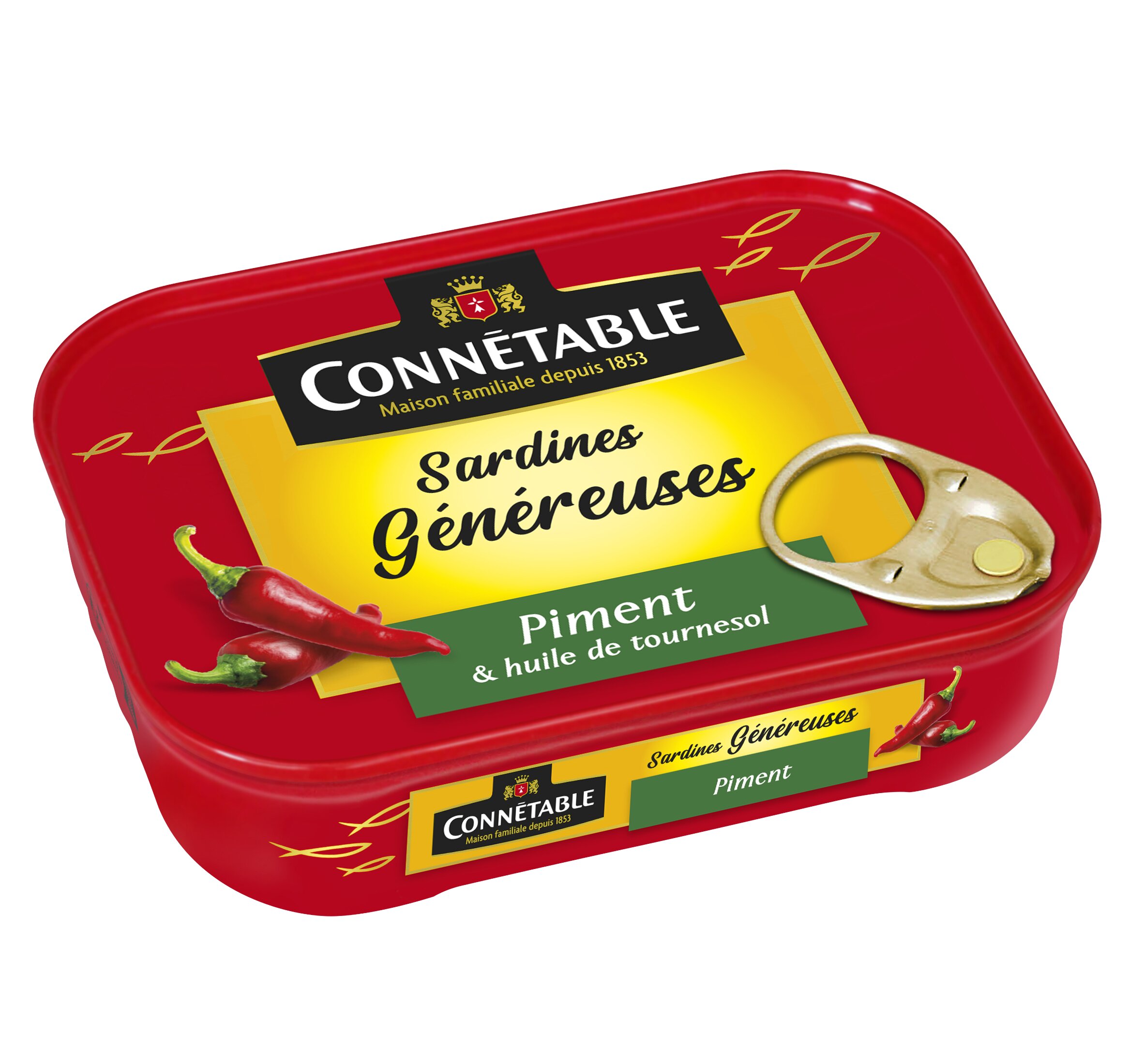 Сардины Connetable GENEREUSE в подсолнечном масле с перцем 140г⠀