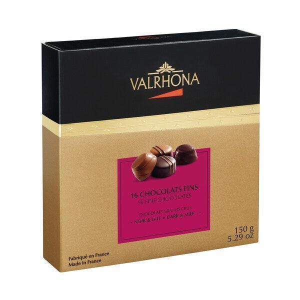 Valrhona Ассорти из 16 шоколадных конфет из молочного и горького шоколада Гран Крю, 150 гр