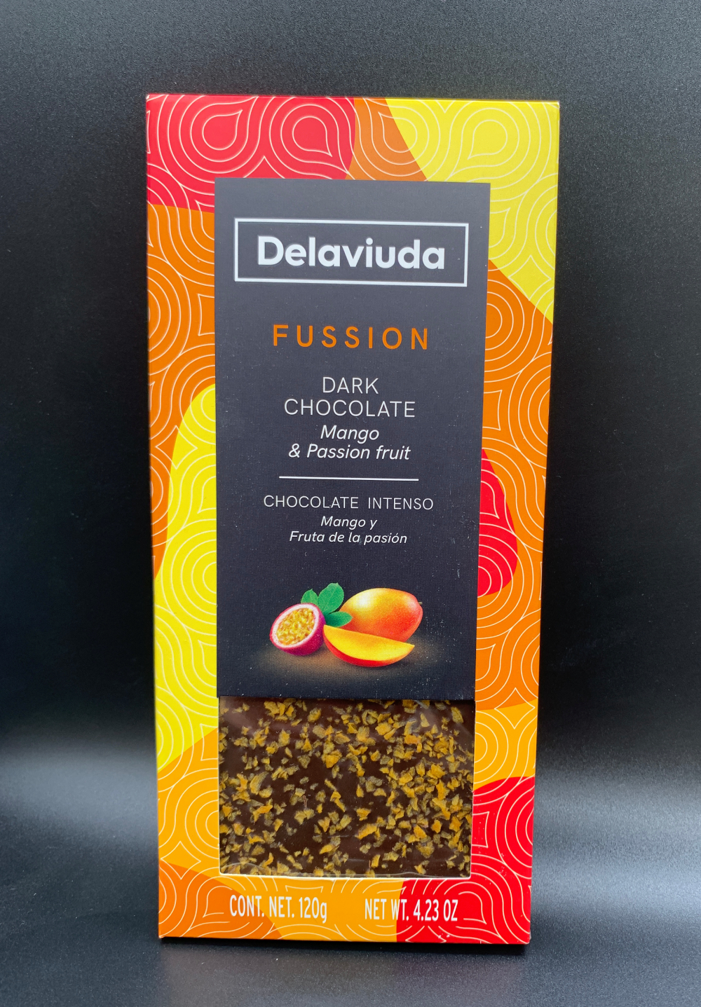 Горький шоколад Delaviuda со вкусом манго и маракуей 120 гр