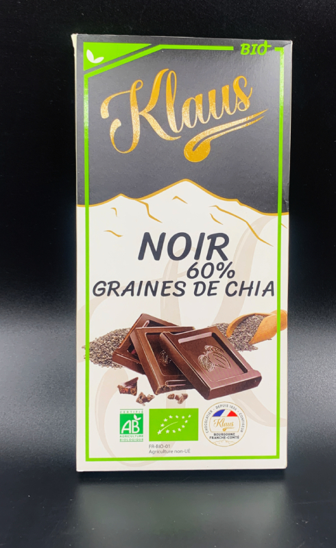 Горький шоколад Klaus из Перу с семенами чиа 100 г.