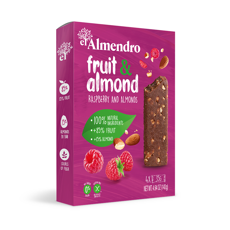 Фруктовый батончик El Almendro с миндалем и малиной 140 гр.