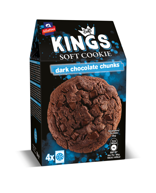 Печенье шоколадное KINGS Soft с кусочками горького шоколада 