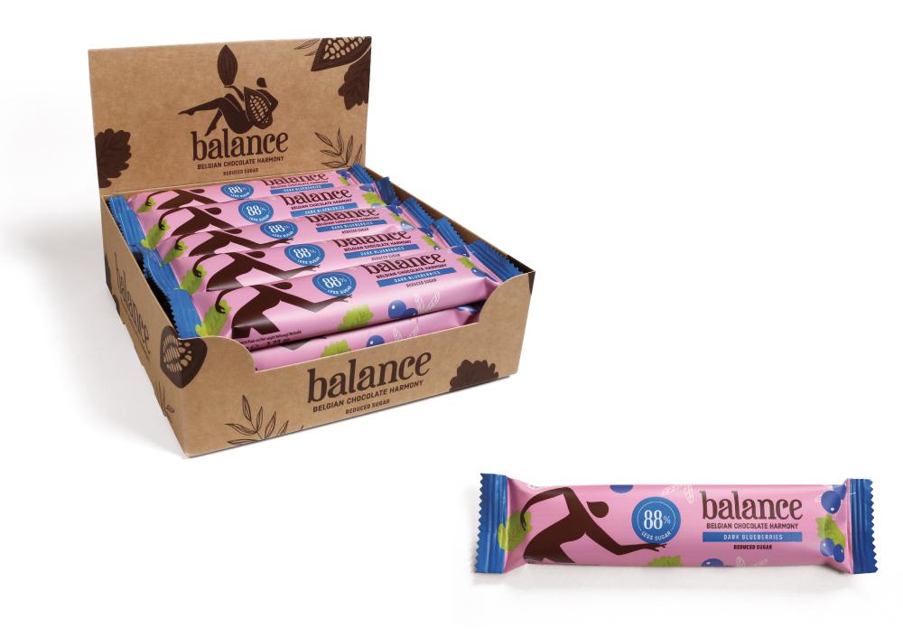 Батончик из горького шоколада с черникой без сахара Balance 35 гр.
