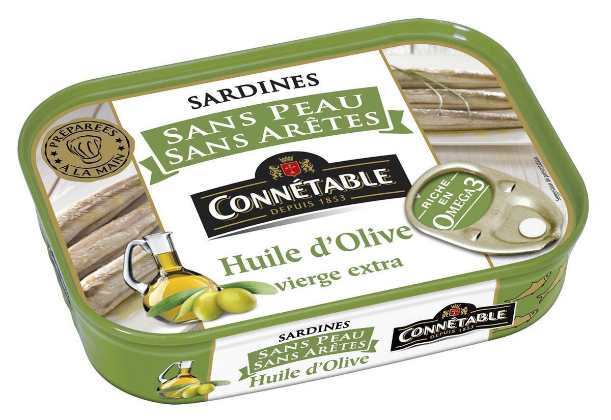 Connetable Сардины без кожи и без костей в оливковом масле первого отжима экстра 140г⠀