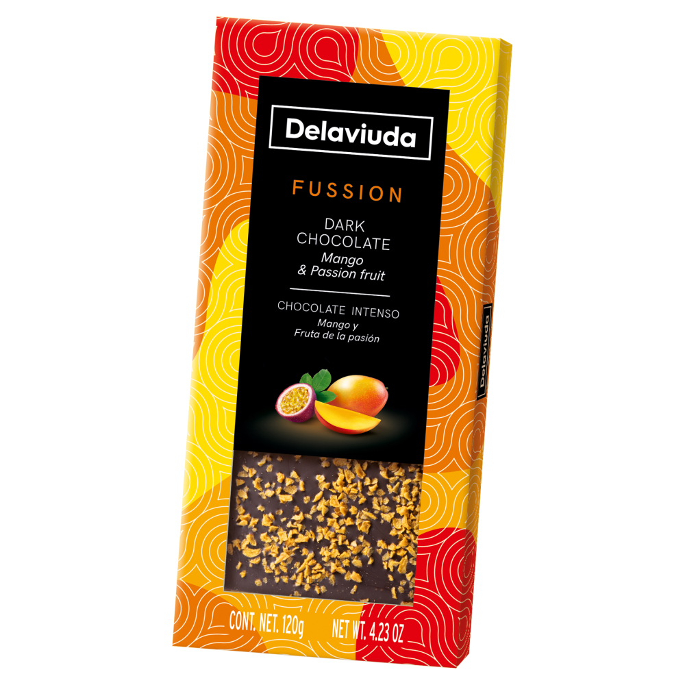 Горький шоколад Delaviuda со вкусом манго и маракуей 120 гр