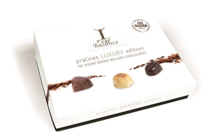 Шоколадные конфеты ассорти без сахара Balance 145 гр. (белая коробка)