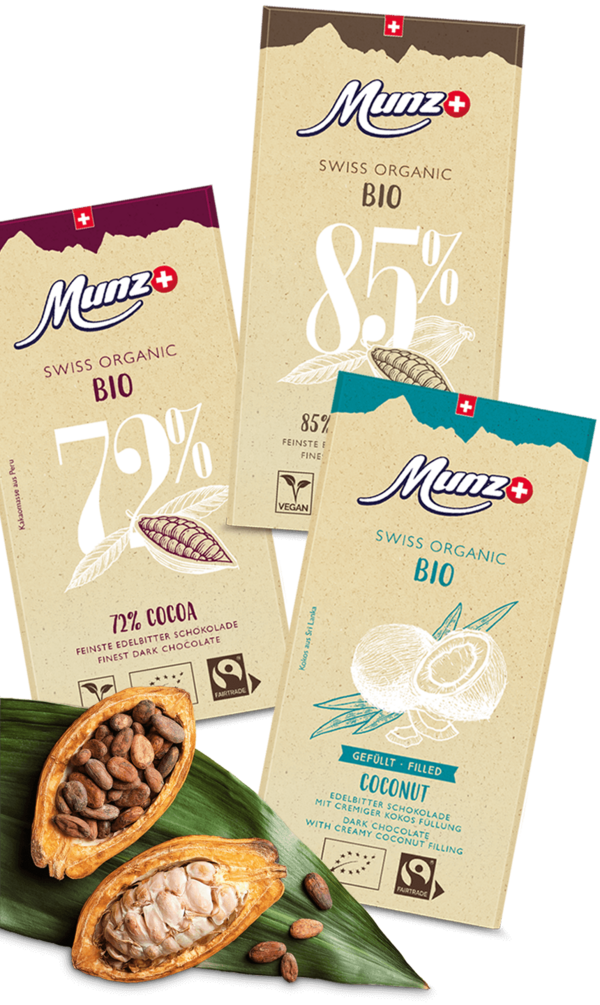 Горький шоколад MUNZ Organic 72% какао с кофе 100г.