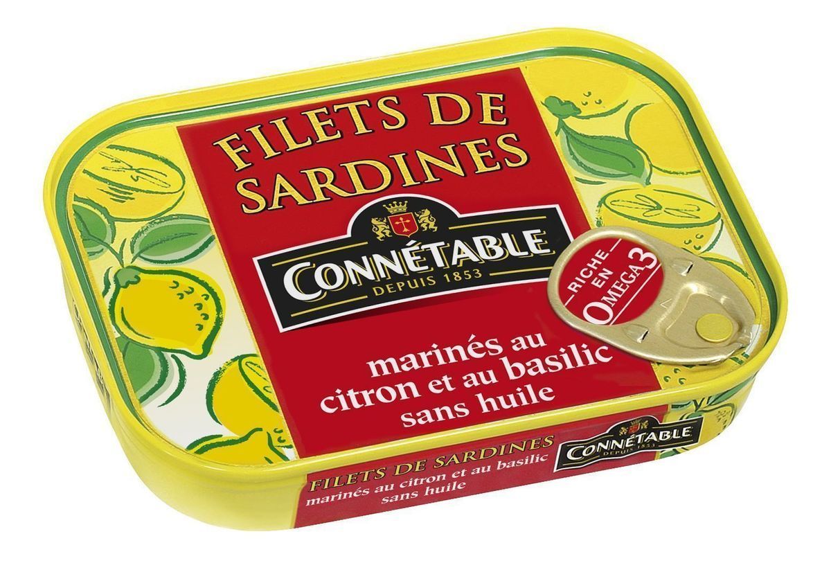 Connetable Филе сардин в маринаде с лимоном и базиликом 100г⠀