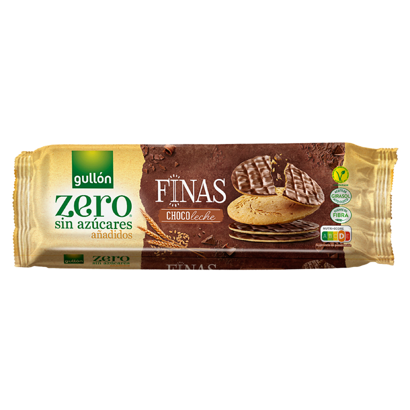 Тонкое печенье Finas покрытое молочным шоколадом без сахара 