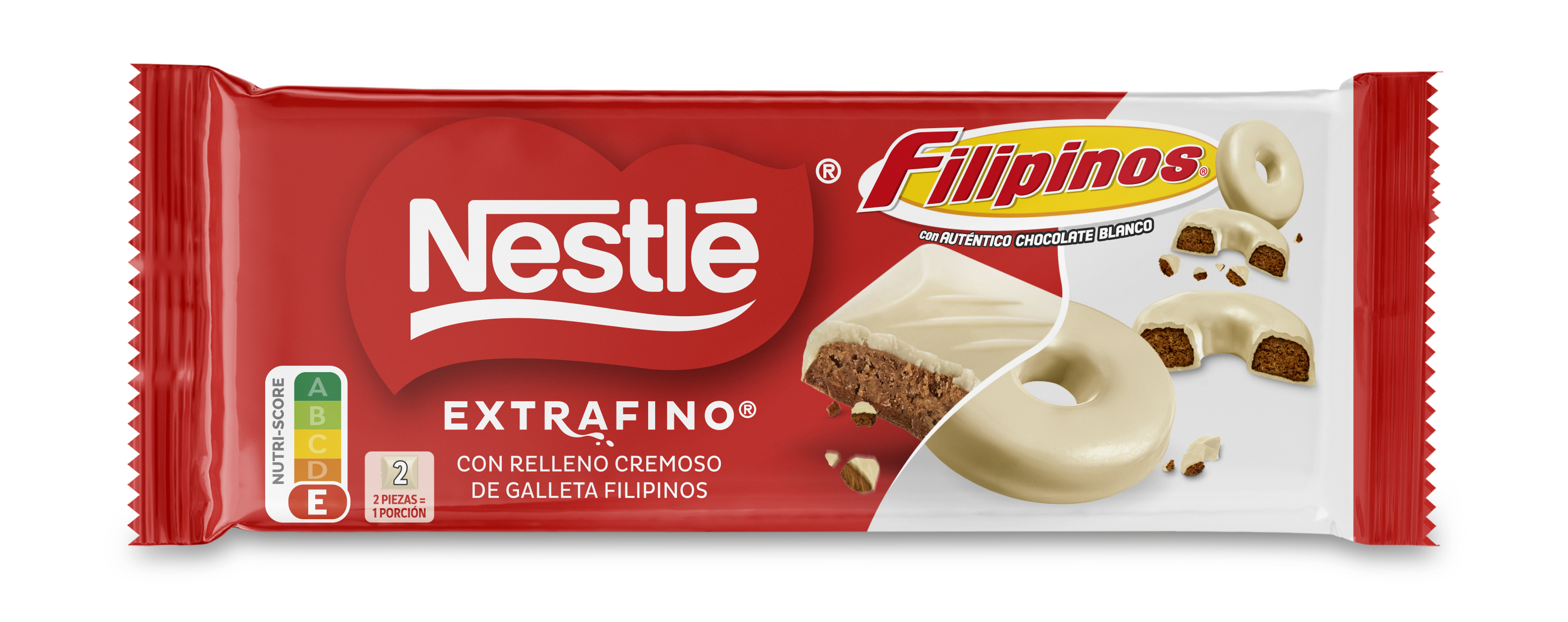 Шоколад белый Nestle Extrafino Filipinos Blanco с начинкой из хрустящего печенья-колец Filipinos 84 г