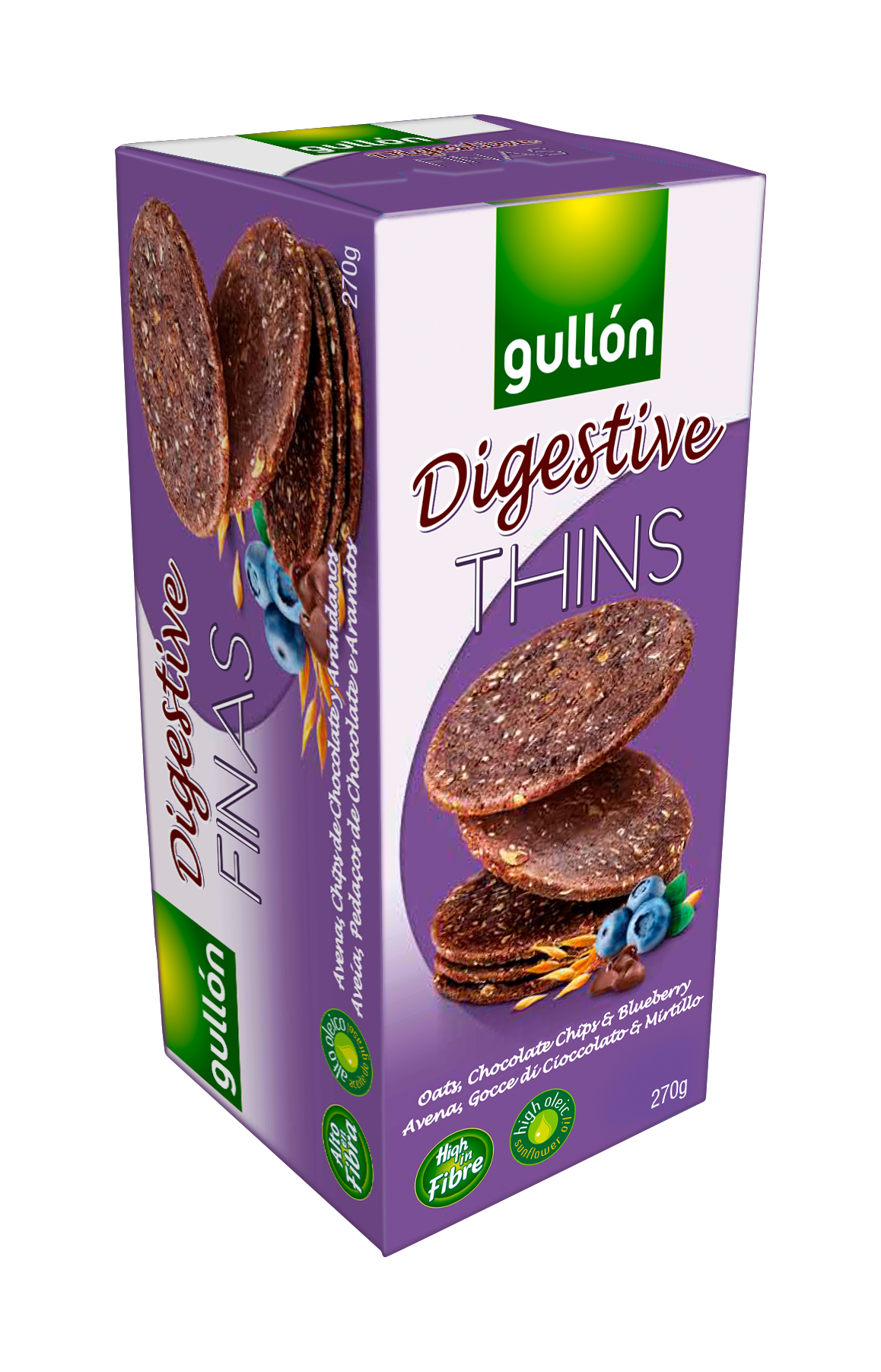 Печенье Digestive Thins с овсяными хлопьями, черникой и шоколадной стружкой