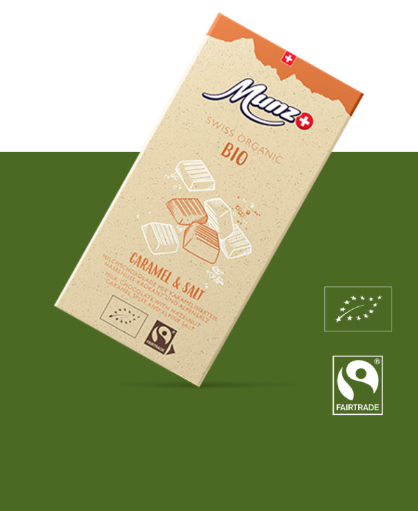 Молочный шоколад MUNZ Organic с карамелизированным фундуком и солью 100г.
