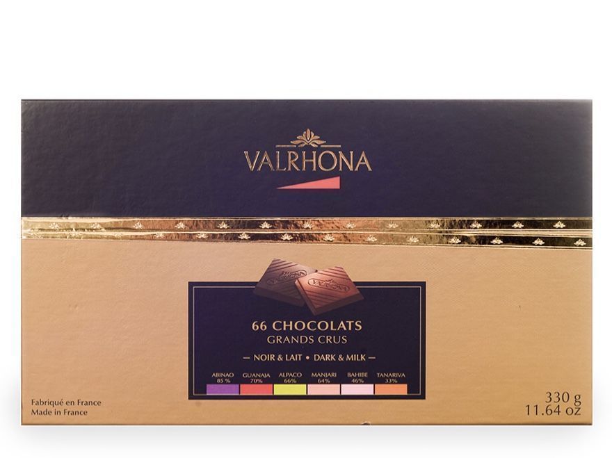 Подарочная коробка -ассорти из 6 видов шоколада Valrhona Гранд Крю (66 карре) 330г