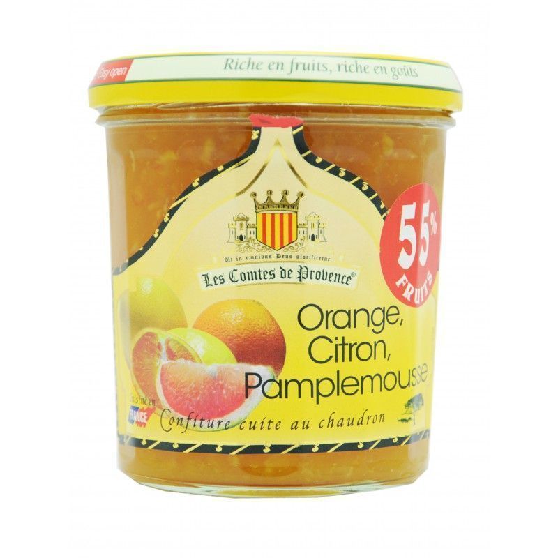 Джем Les Comtes de Provence из апельсина, лимона и грейпфрута, 340гр, 65% фруктов