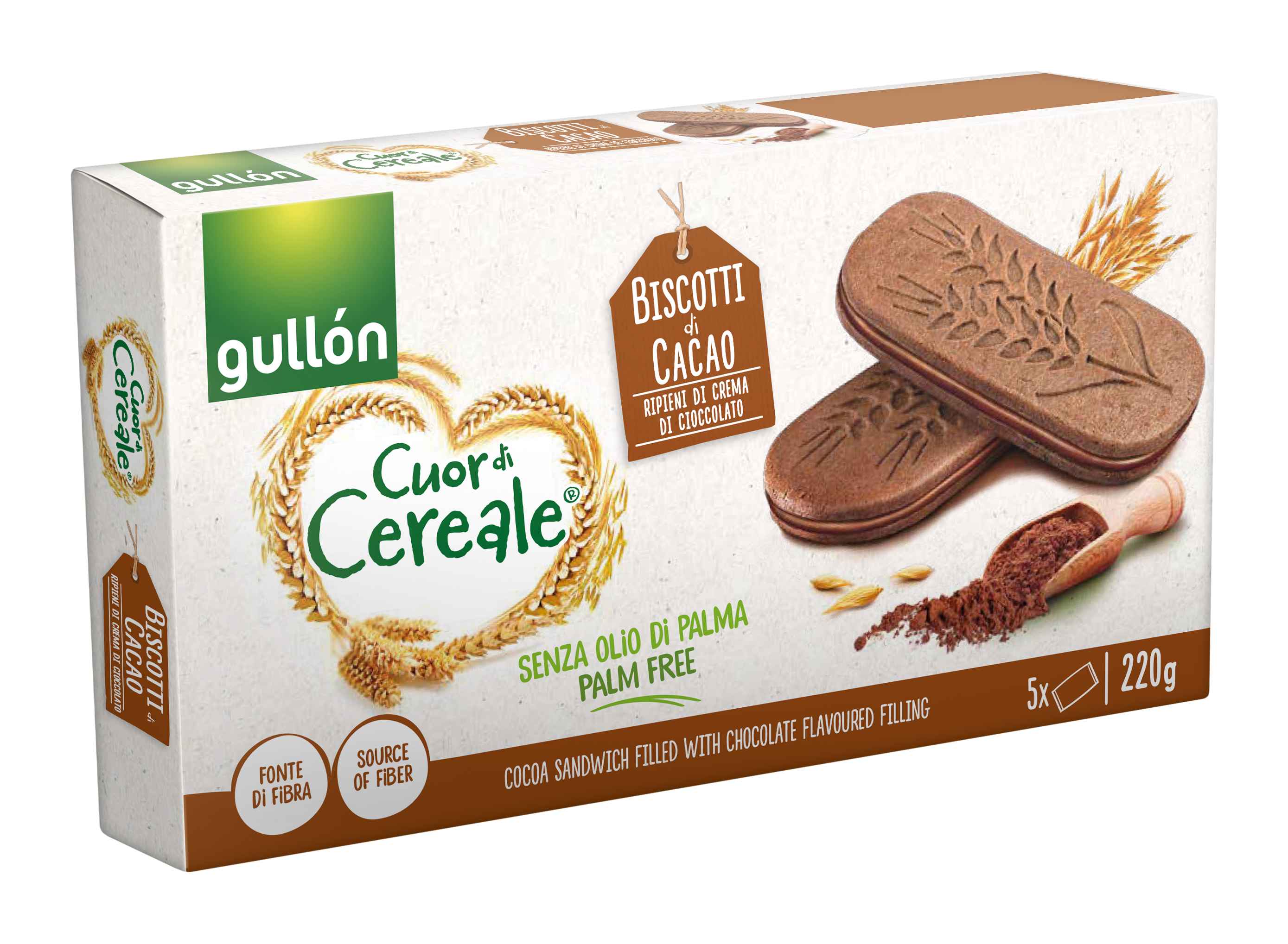 Двойное шоколадное печенье Cuor di Cereale с шоколадной начинкой