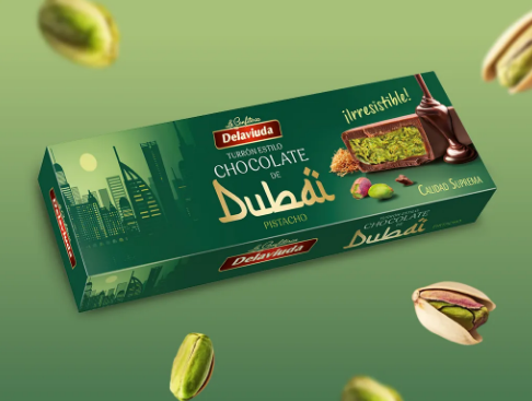 Шоколадный туррон с фисташковой начинкой "Дубайский шоколад" 170 гр.