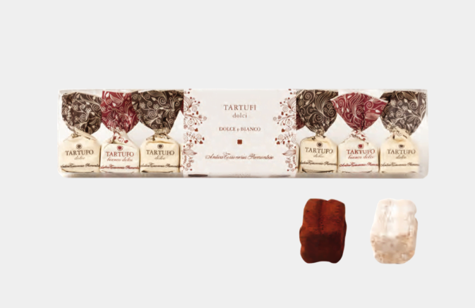 Трюфели из горького и белого шоколада ассорти 125 г.