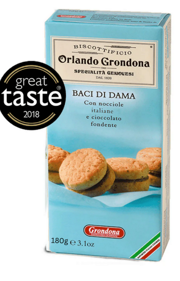 Печенье песочное с начинкой из шоколада и фундука BACI DI DAMA Grondona 180 г