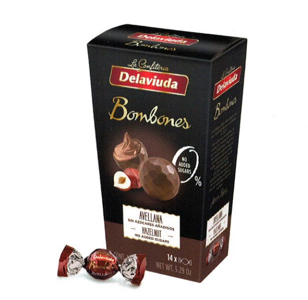 Шоколадные конфеты Delaviuda из молочного шоколада с фундуком БЕЗ САХАРА 150г