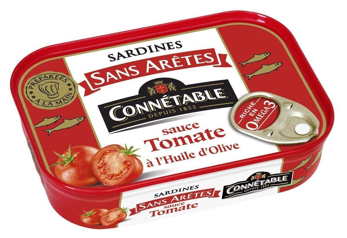 Connetable сардины без костей в оливковом масле и томатном соусе 140г⠀