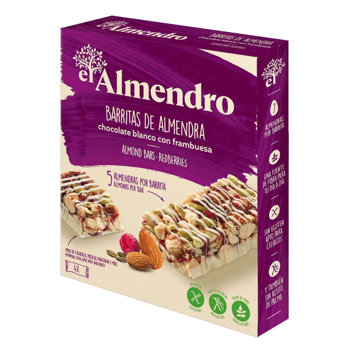 Ореховый батончик El Almendro из миндаля и фундука с белым шоколадом и красными ягодами 100г