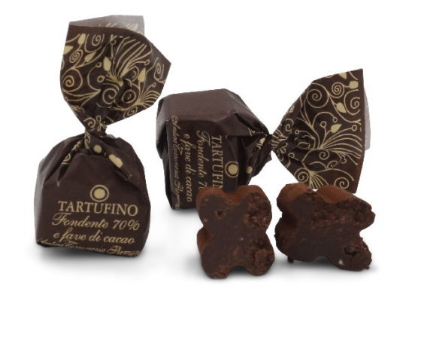 Трюфели из горького шоколада 70 % с кусочками какао-бобов 160 г.