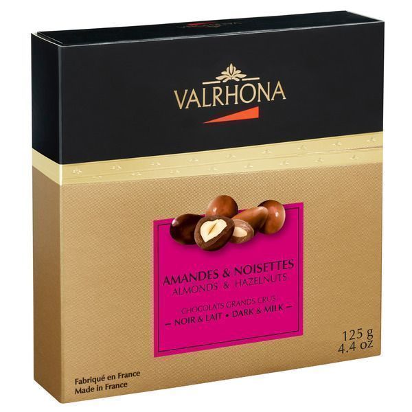 Valrhona Ассорти из фундука и миндаля в горьком и молочном шоколаде, 125 гр