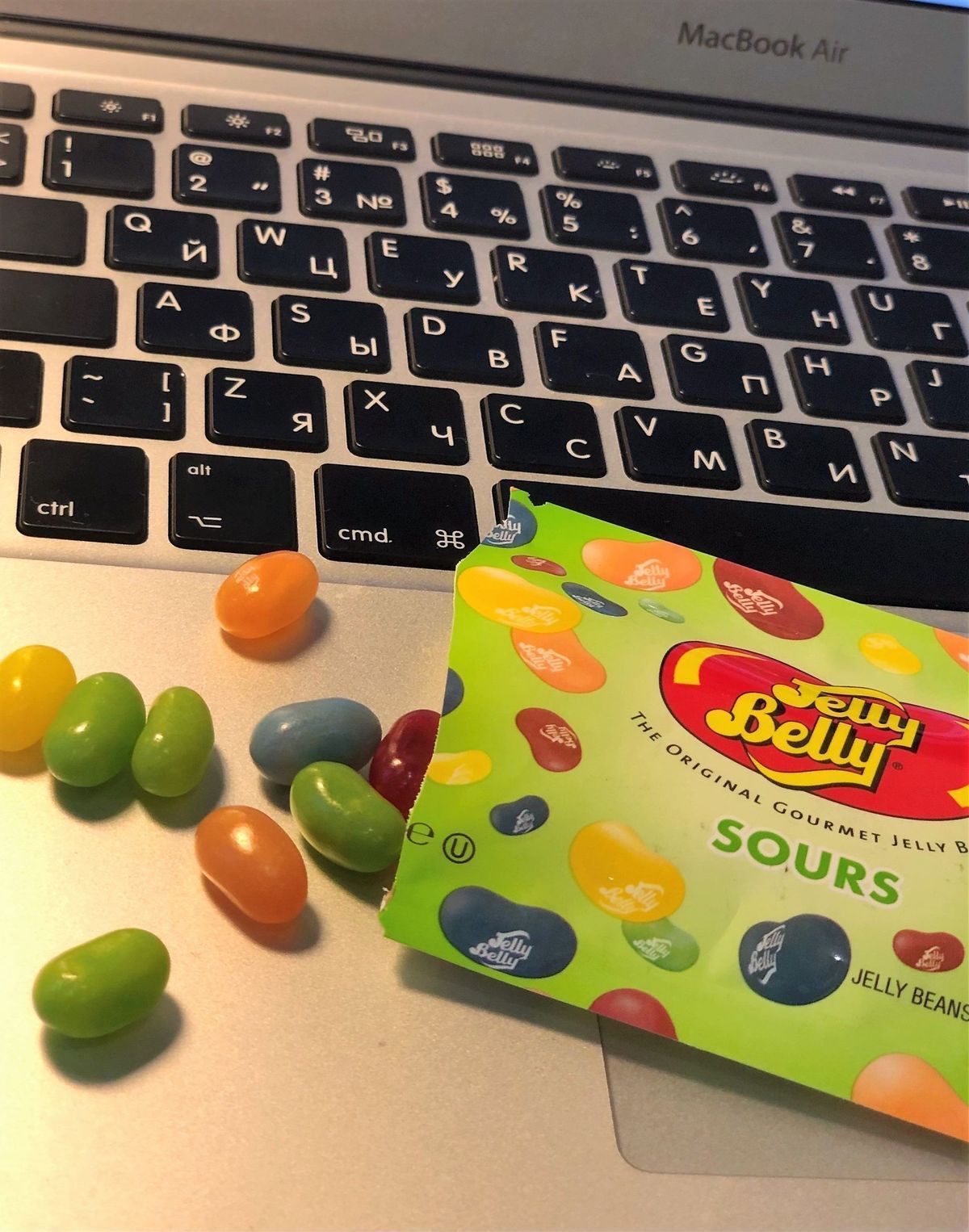 Драже жевательное "Jelly Belly" ассорти кислые фрукты 28г пакет 5 вкусов