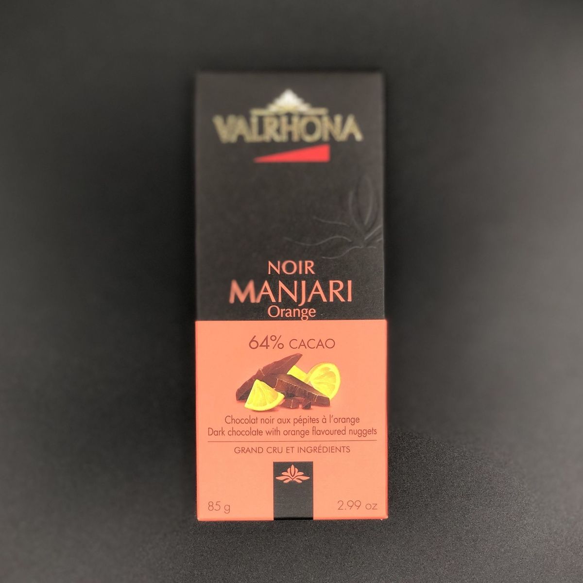 Шоколад Valrhona гран крю "Манжари" с апельсин.цедрой (64%) 85г