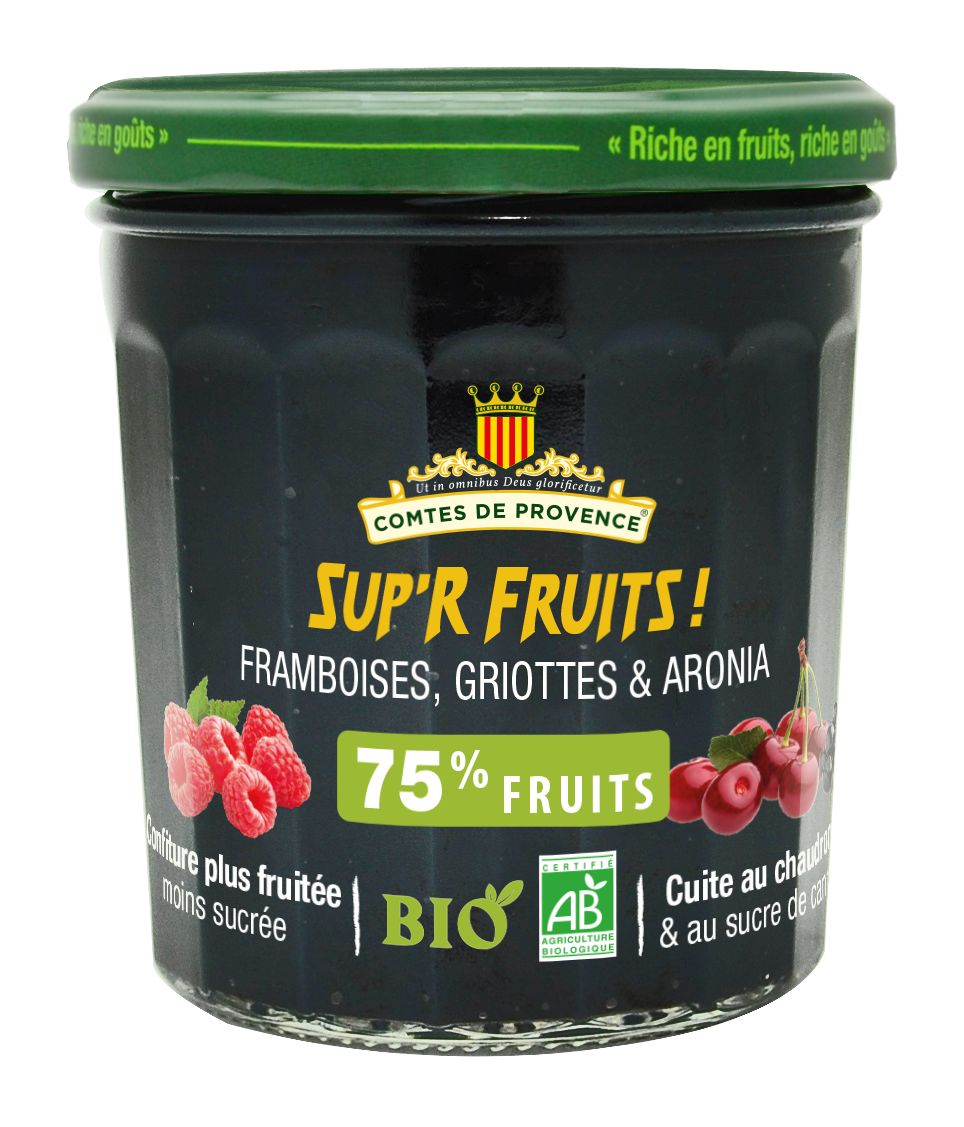 Джем Les Comtes de Provence органик суперфрукты из малины, вишни Морелло и черноплодной рябины 350гр