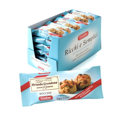 Печенье песочное с изюмом, апельсиновой цедрой, фруктами и кедровыми орехами BOCCINI Grondona 25 гр