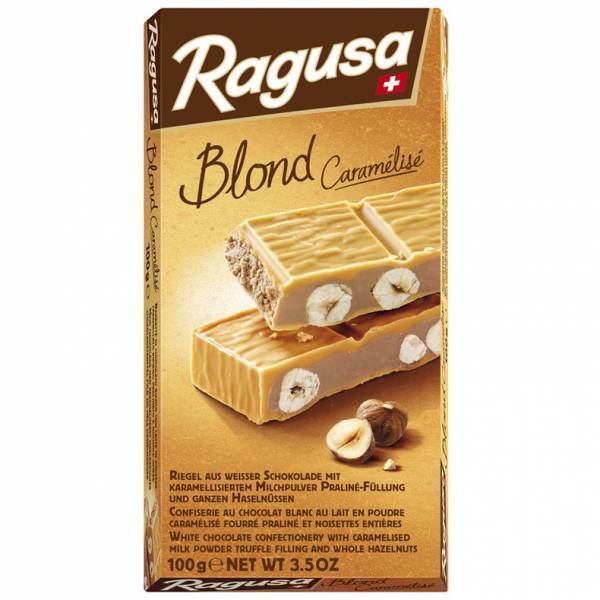 Белый шоколад Ragusa Blond с трюфельной начинкой и целыми лесными орехами 100г