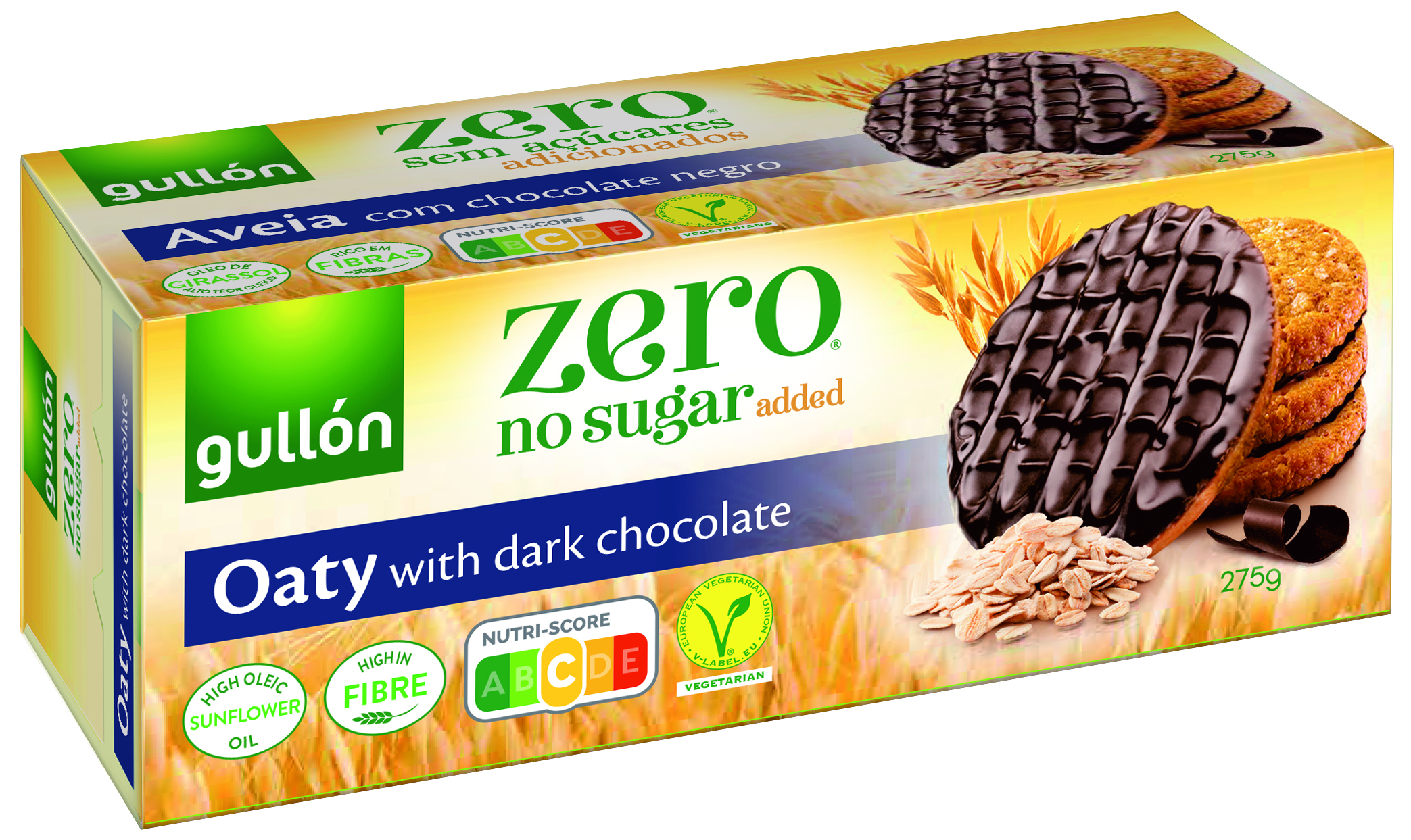 Овсяное печенье покрытое горьким шоколадом без сахара 275 г.