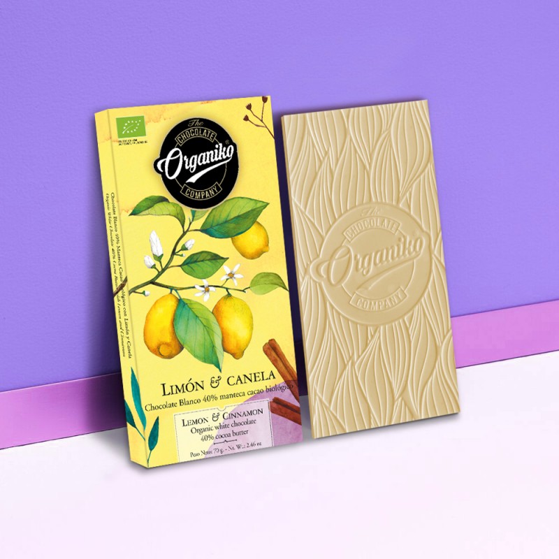 Белый шоколад 40% с лимоном и корицей Organiko 70 г
