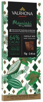 Шоколад горький Valrhona гран крю "Манжари" (64%) 70г ⁣⁣⠀